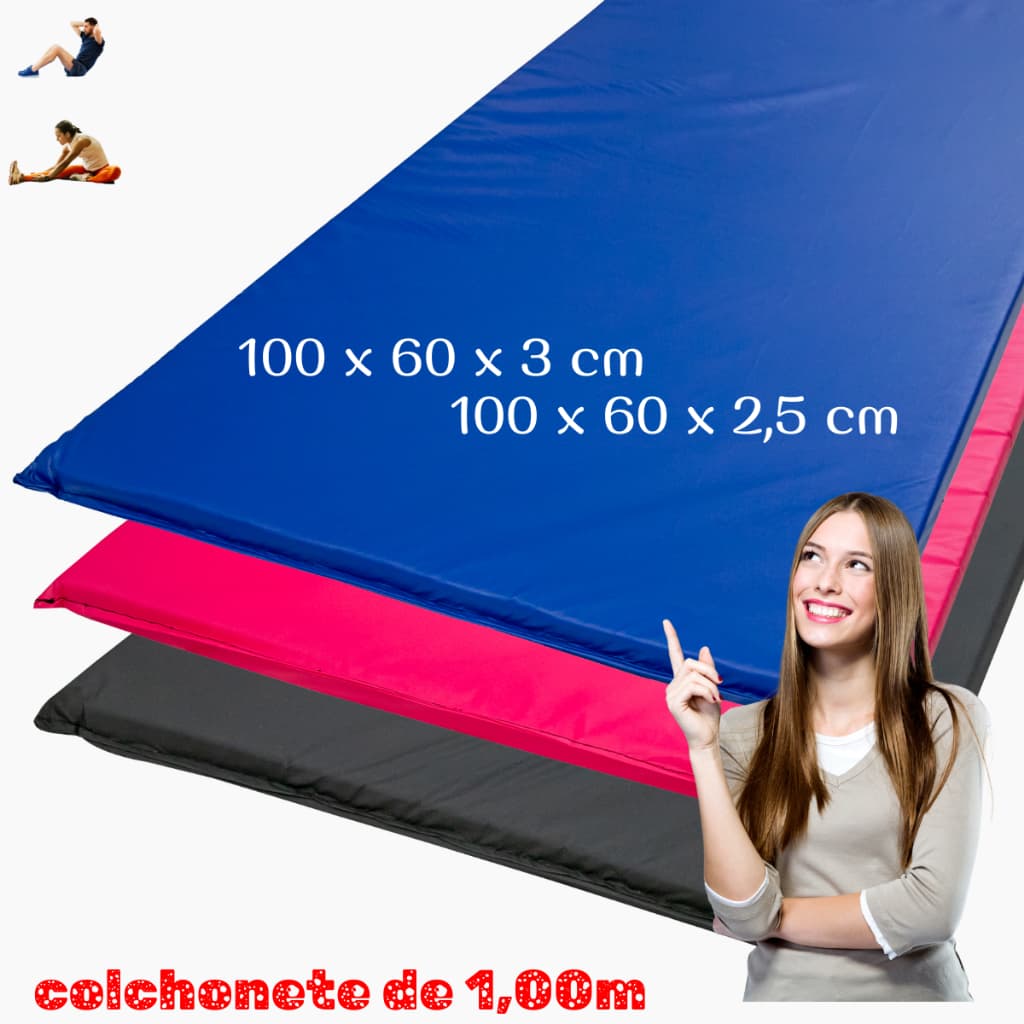 colchonete de 1 metro -100x60x3 cm e 100x60x2,5 - pet- academia, gisnástica, creches, escolas, yoga.