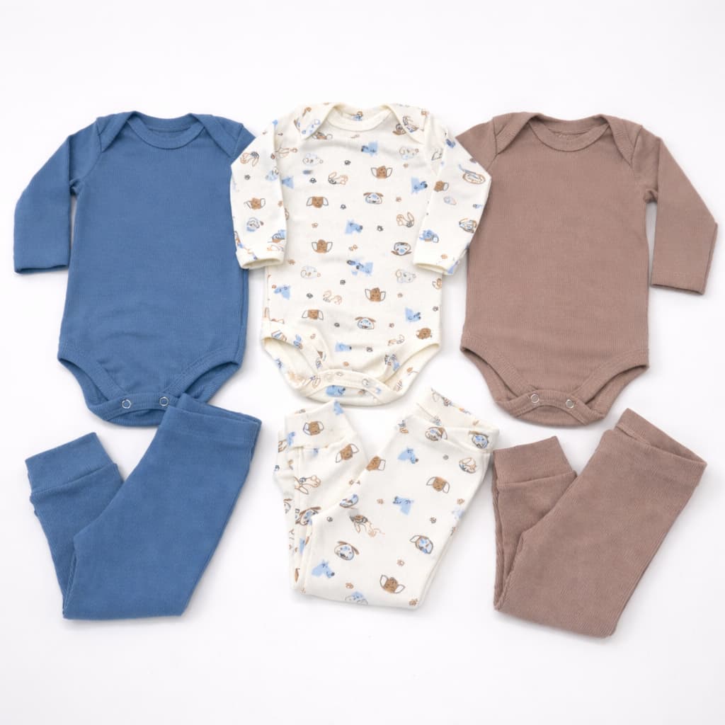 Conjunto Bebê Canelado 2 Peças Body Longo E Calça Confortável