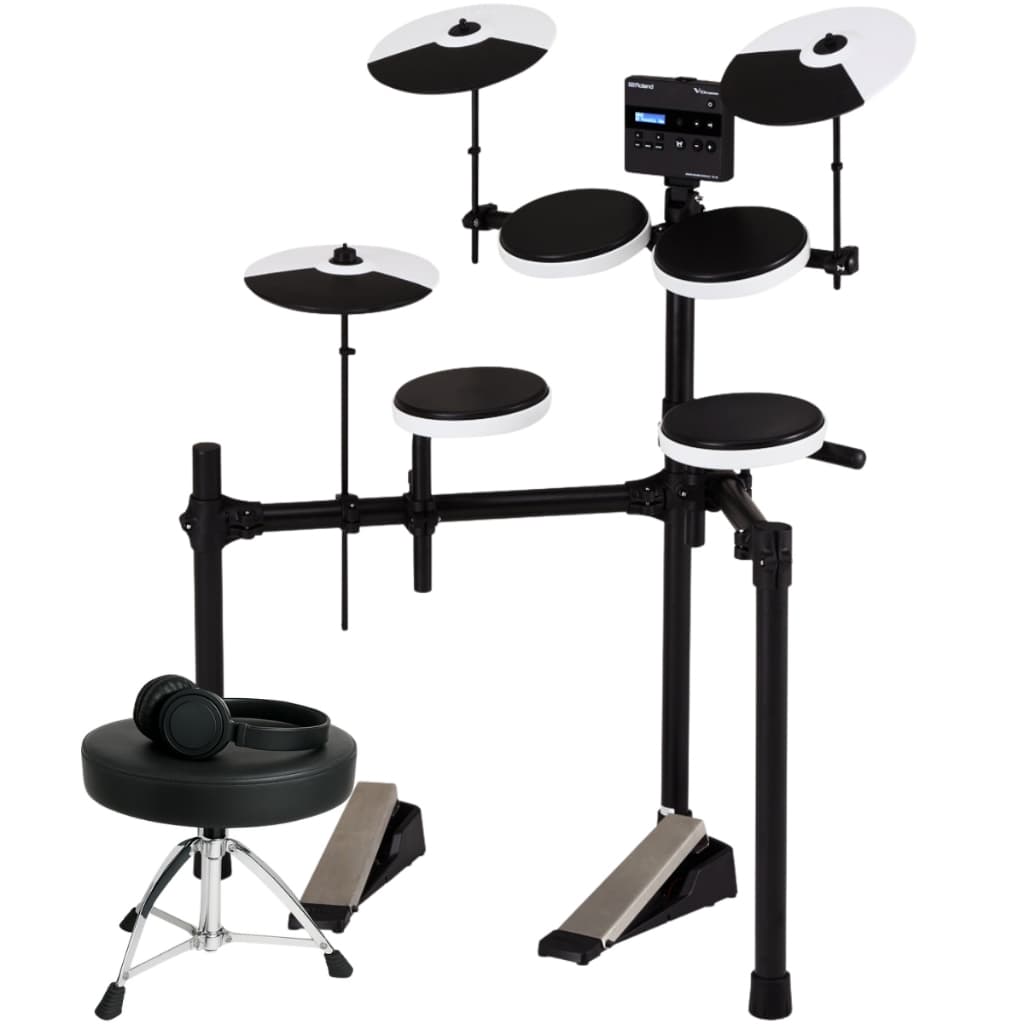 Kit Bateria Eletrônica Digital V Drums Roland Td-02k Com 7 Pads + Banco Fone de Ouvido