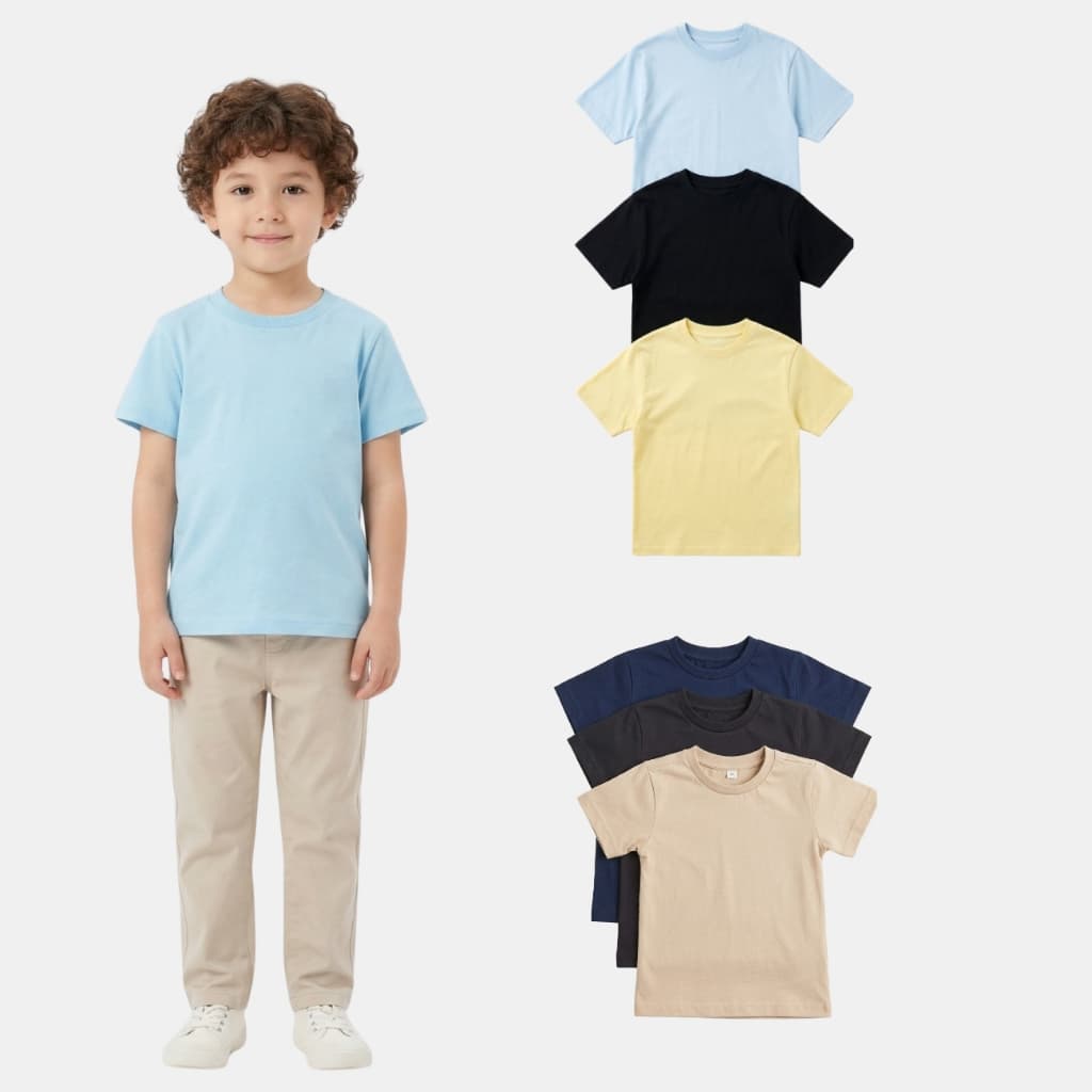 KIT 3 CAMISA BÁSICIA INFANTIL MASCULINO CAMISETA MANGA CURTA
