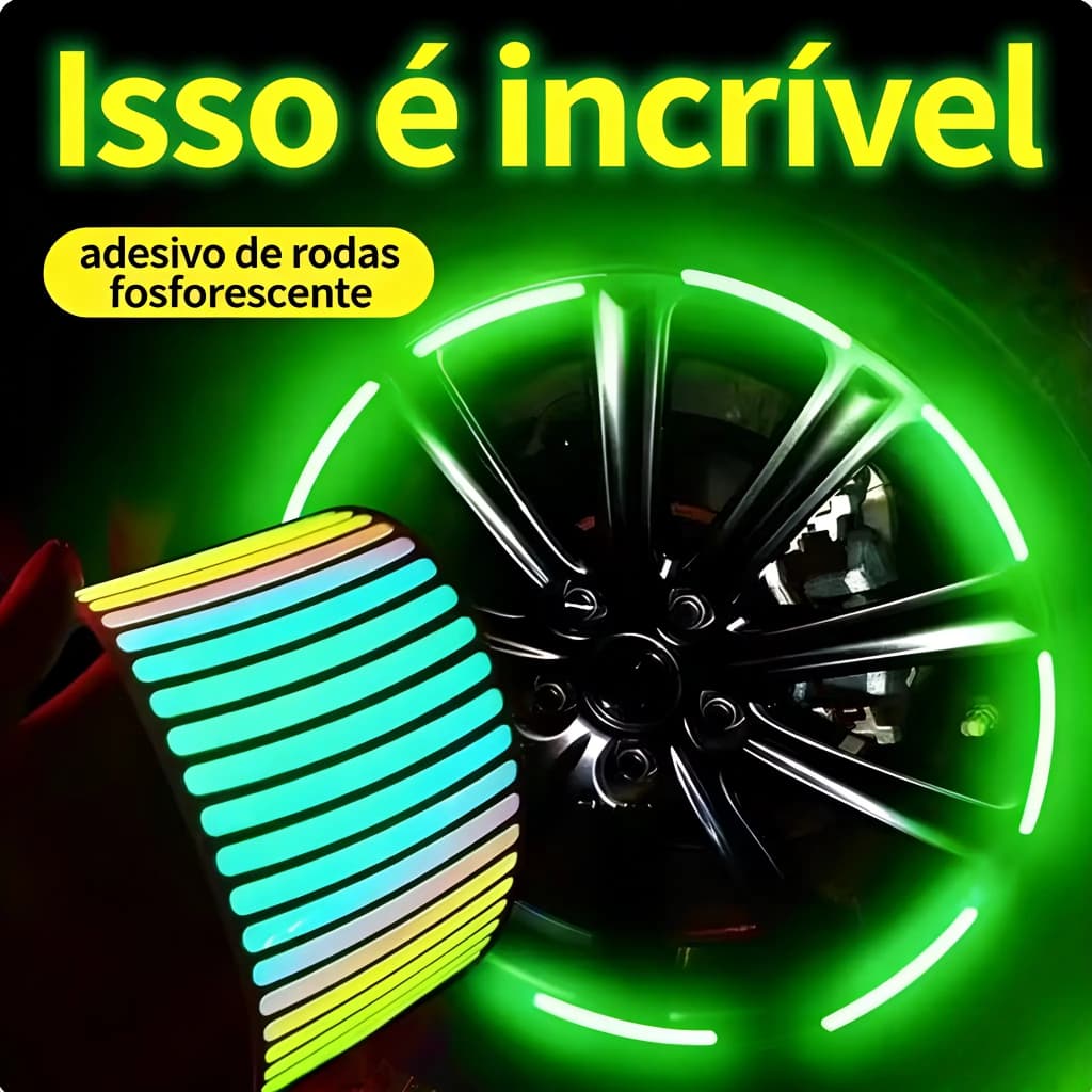 Kit 20 Adesivos Fosfescentes para Roda Universal - Para Carro, Moto e Bike, Segurança Noturna