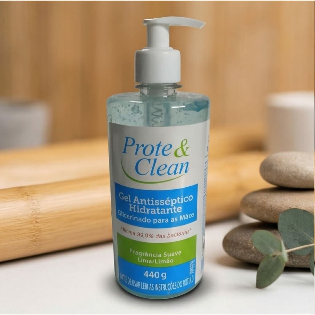 Álcool Gel 70% Higienizador Antisséptico com Fragância suave de Limão 440g Prote Clean
