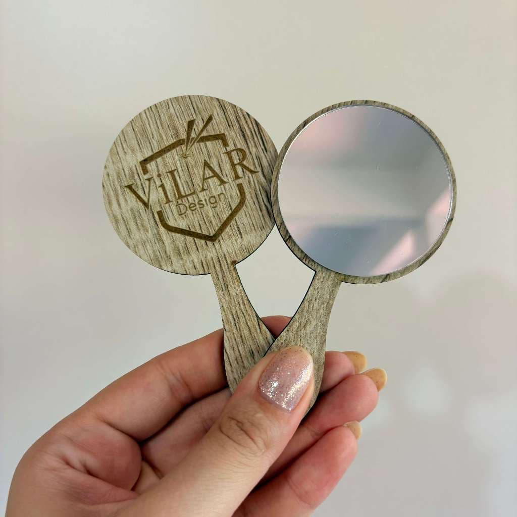 10 Mini espelhos personalizados com logo lembrança casamento e chá acrilico e mdf amadeirado