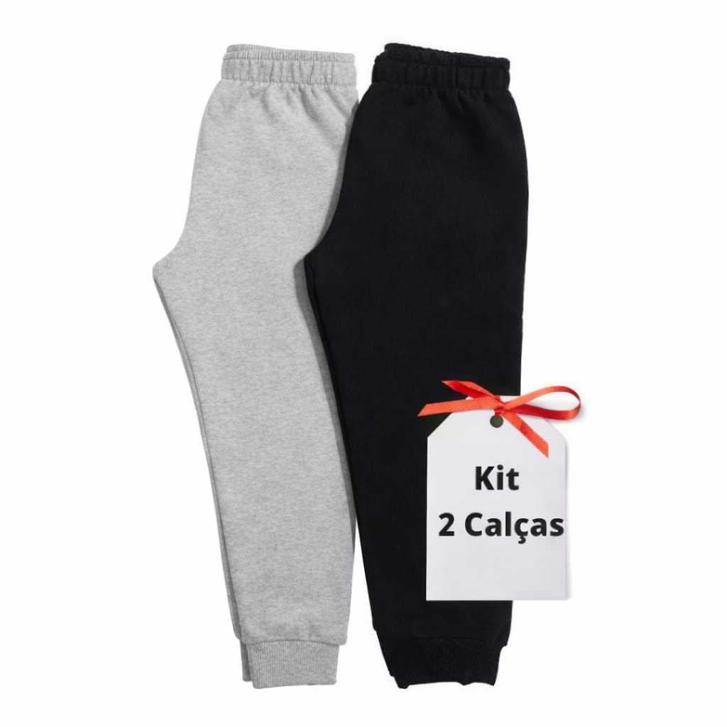 Kit 2 un. Calça Moletom Infantil Flanelada com Punho, Bebê, Juvenil Tamanho 01 ao 16