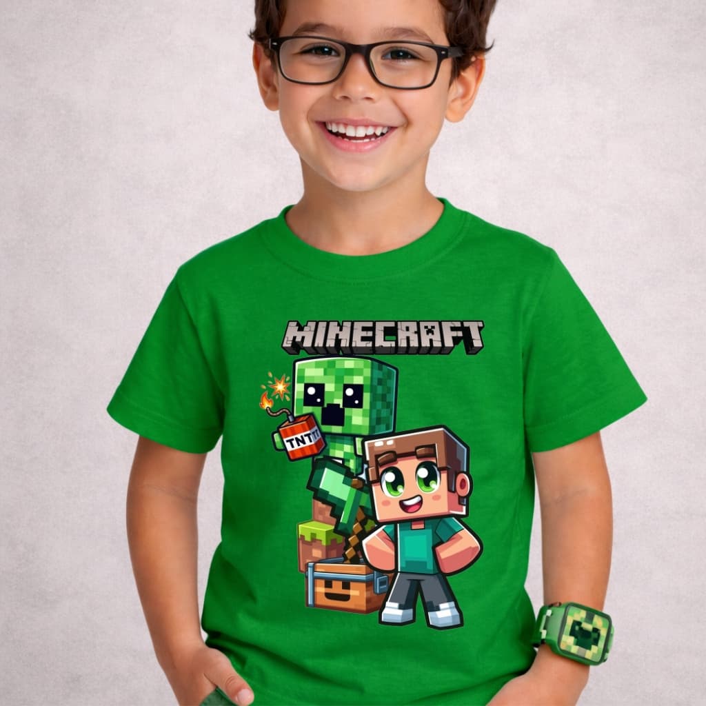 Camiseta do Minecraft Games e Jogos Blusa em Algodão Premium Juvenil e Adulto
