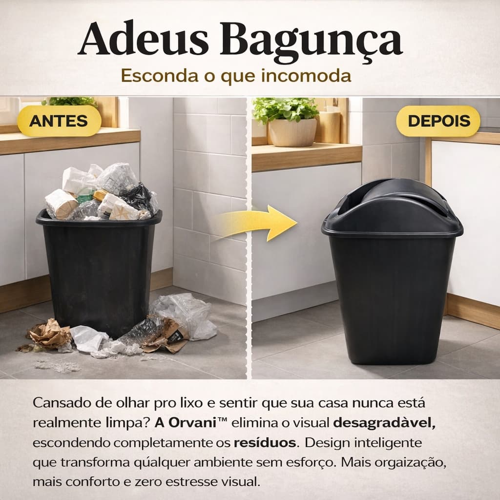 Lixeira Cesto Retangular com Tampa Vai e Vem 20L Preto