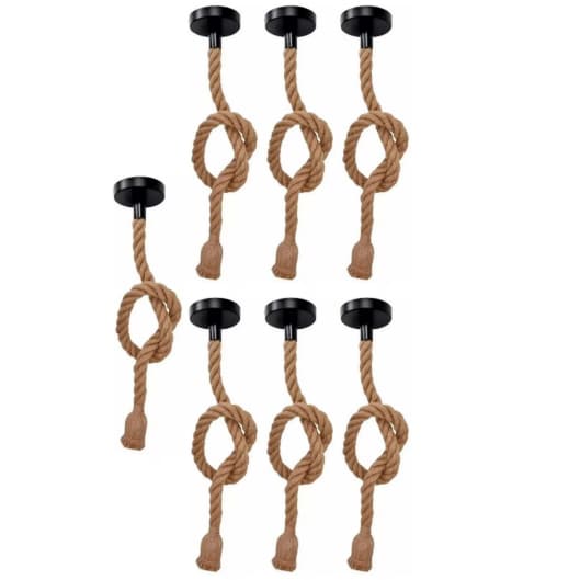 Kit 7 Pendente Corda Retro Vintage Rústico Decorativo E27 1M