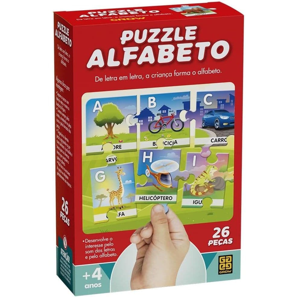 Quebra-Cabeça Puzzle Alfabeto 26 Peças Grow