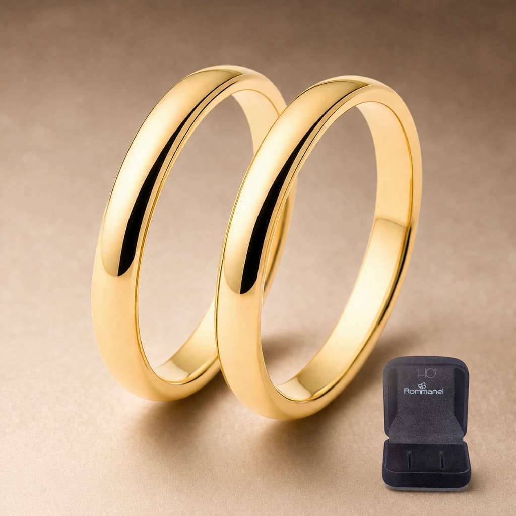 Par De Alianças Rommanel 3mm Banhado a Ouro 18k Com Caixinha - 510152