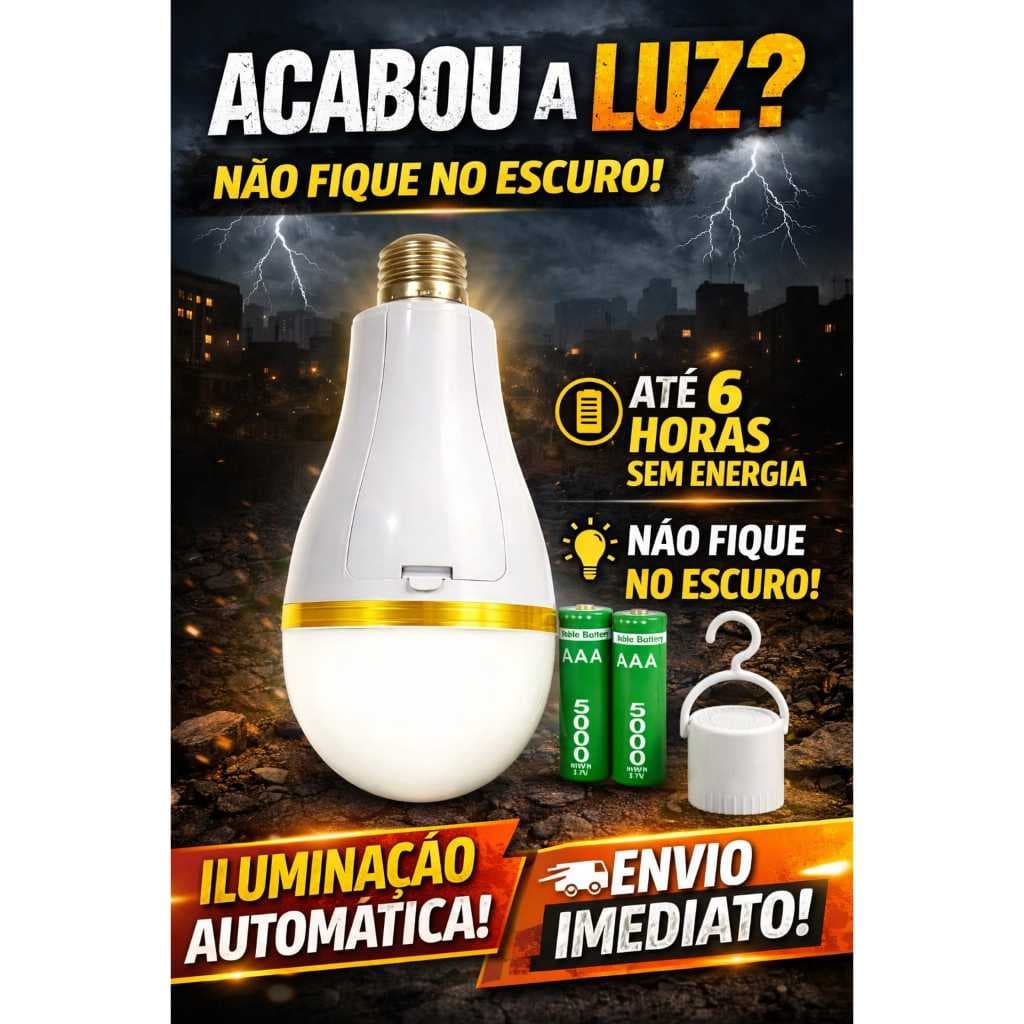Lâmpada De Emergência Bulbo Com Bateria Recarregável com mini bocal portatil