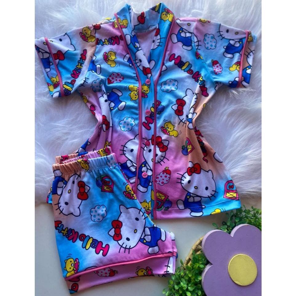 Pijama Americano Infantil Hello Kiitty Color Gatinha