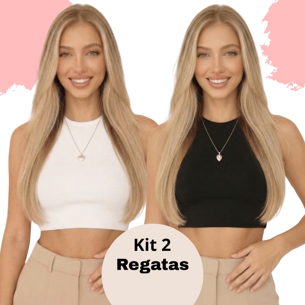 Kit2 Regata Top Cropped Blusinha Feminina Forro Duplo Básica Elegante Moda Premium Para Academia Festas Preto Marrom