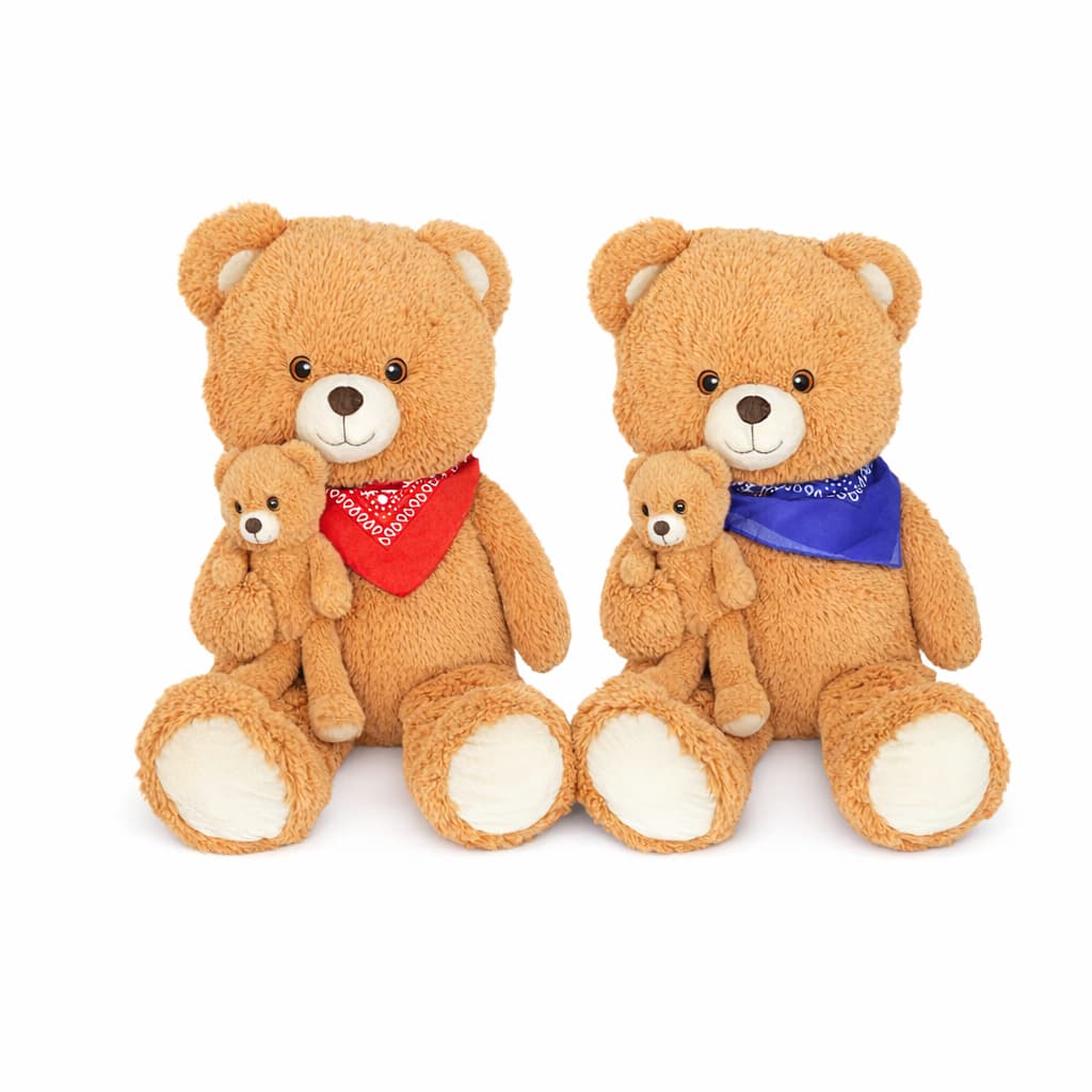 Urso Pelúcia  James Bandana e Filhote 75 cm  Bege