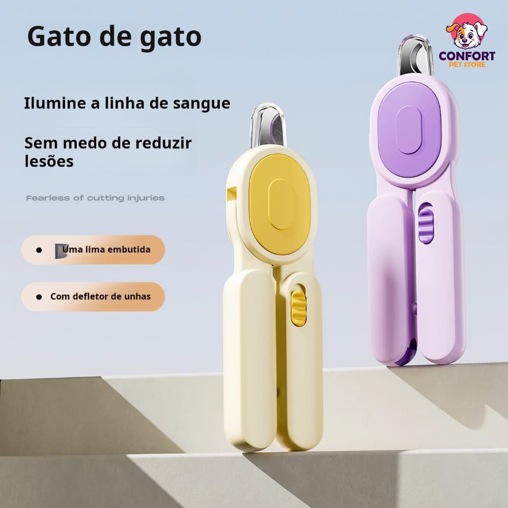 Cortador de Unhas para Pets com Luz LED e Trava de Segurança - Ergonômico e Preciso