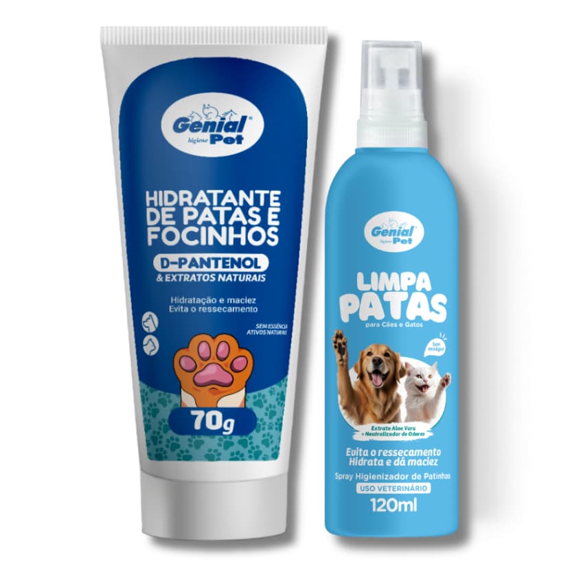 Kit Hidratante Patas e Focinhos e Limpa Patas para Cães e Gatos