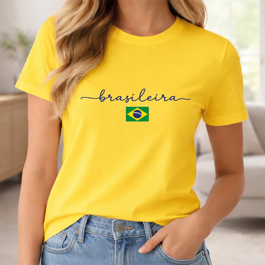 Camiseta Brasileira Copa 2026 Casual Despojada 100% Algodão Confortável Camisa Alta Qualidade