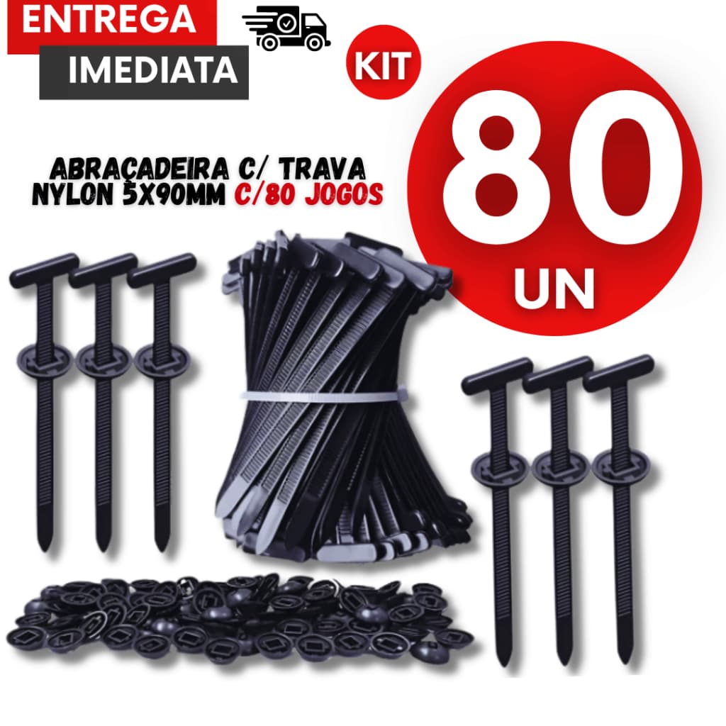 Combo Abraçadeira Nylon Universal Trava Automática 5X90mm Presilha Fixação Industrias Residencial