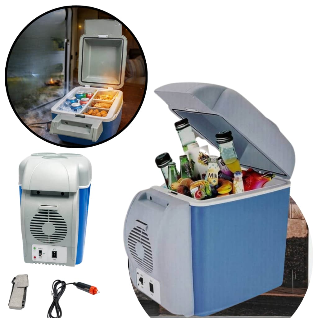 Mini Geladeira Portátil 12V 7,5L Para Carro Veicular Resfria e Aquece Viagem