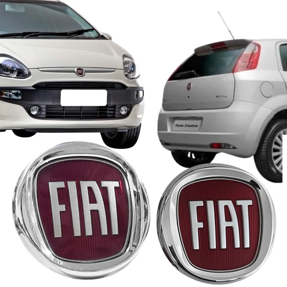 Kit Emblema Dianteiro e Traseiro Grade e Porta Malas Fiat Punto 2008 a 2011