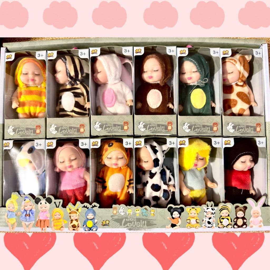 Kit com 12 Mini Bonecas Babys Reborn Silicone Realista sortidas
