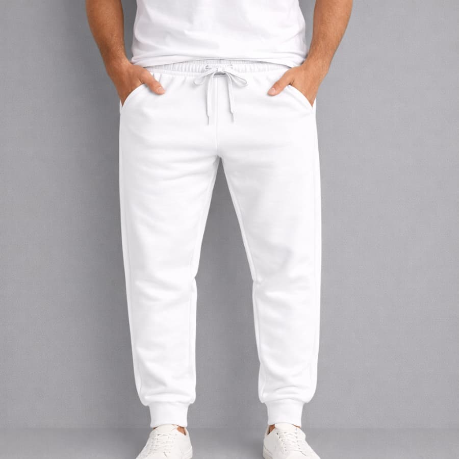 Calça Tecido Moletom Lisa Bolso Cintura Ajustável Confortável Moda Estilosa Básica Flanelada Inverno