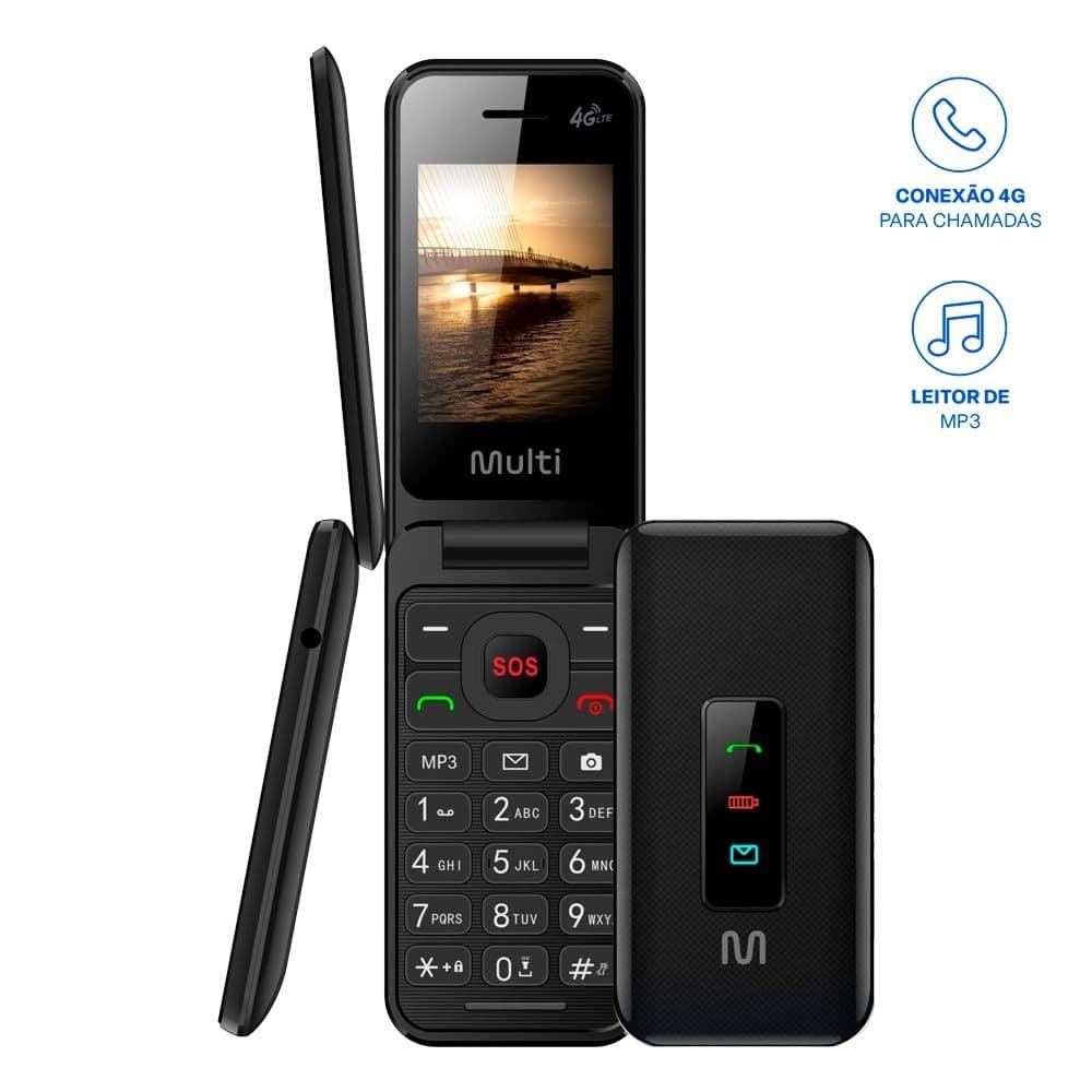 Celular Flip Vita 4G Dual Chip MP3 Radio FM Botão S.O.S