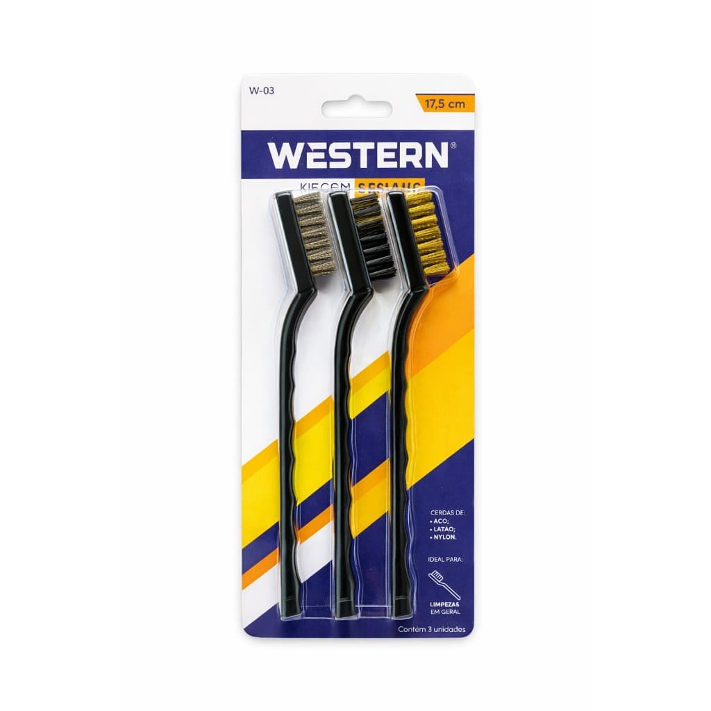 Escova de Aço (Cerdas Pretas/Escuras): Ideal para remoção de ferrugem fuligem, tinta velha, soldas e limpezas pesadas em