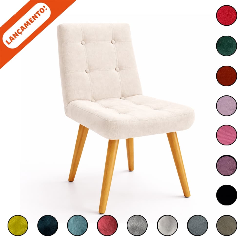 Poltrona Cadeira Eames Pés Palito Estofada Para Sala Consultório Escritório Aninha Decor
