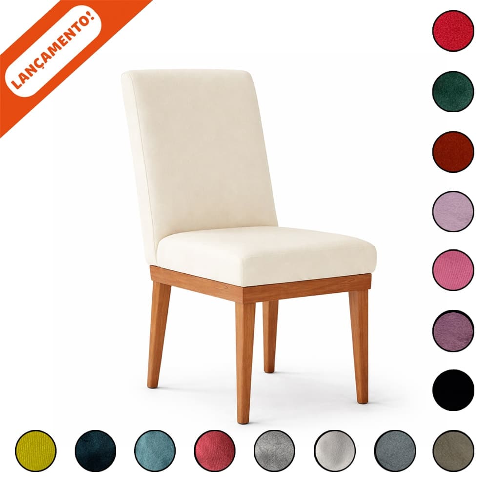 Cadeira para Mesa de Jantar Ana com Base Reforçada Suede Aninha Decor
