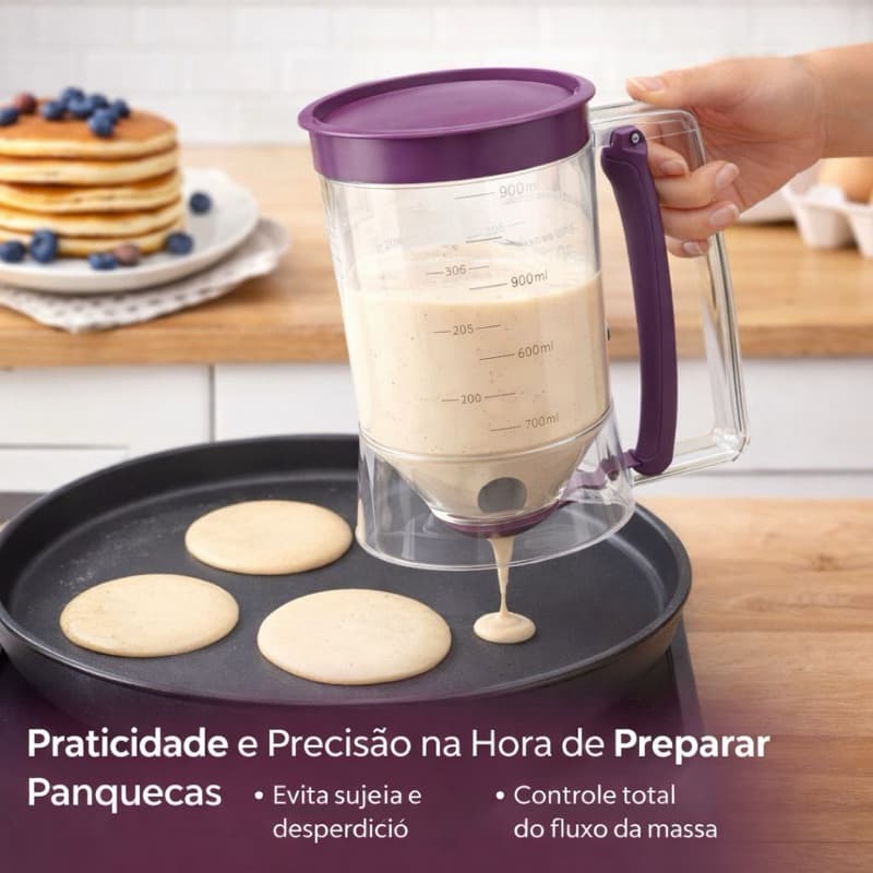 Copo para Panquequeira Dispenser Medidor Dosador de Massas Panquecas Bolo Cupcakes 900ml