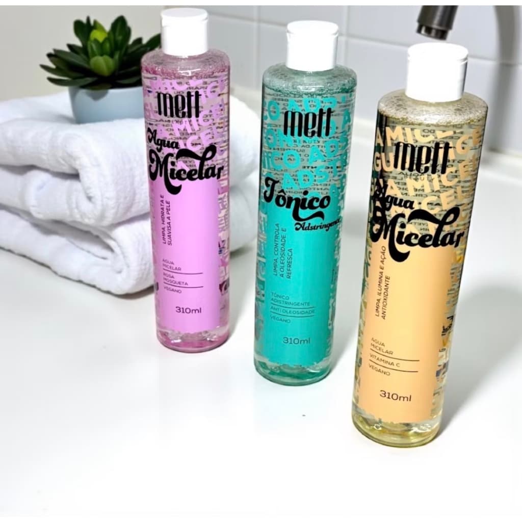 Kit Skincare Mett Beauty - Água Micelar e Tônico Facial 310ml
