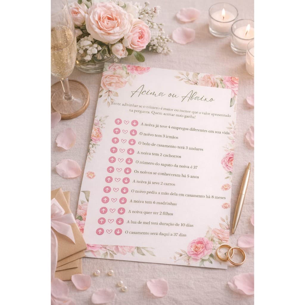 Brincadeira chá de panela - brincadeira casamento - brincadeira  - brincadeira acima ou abaixo