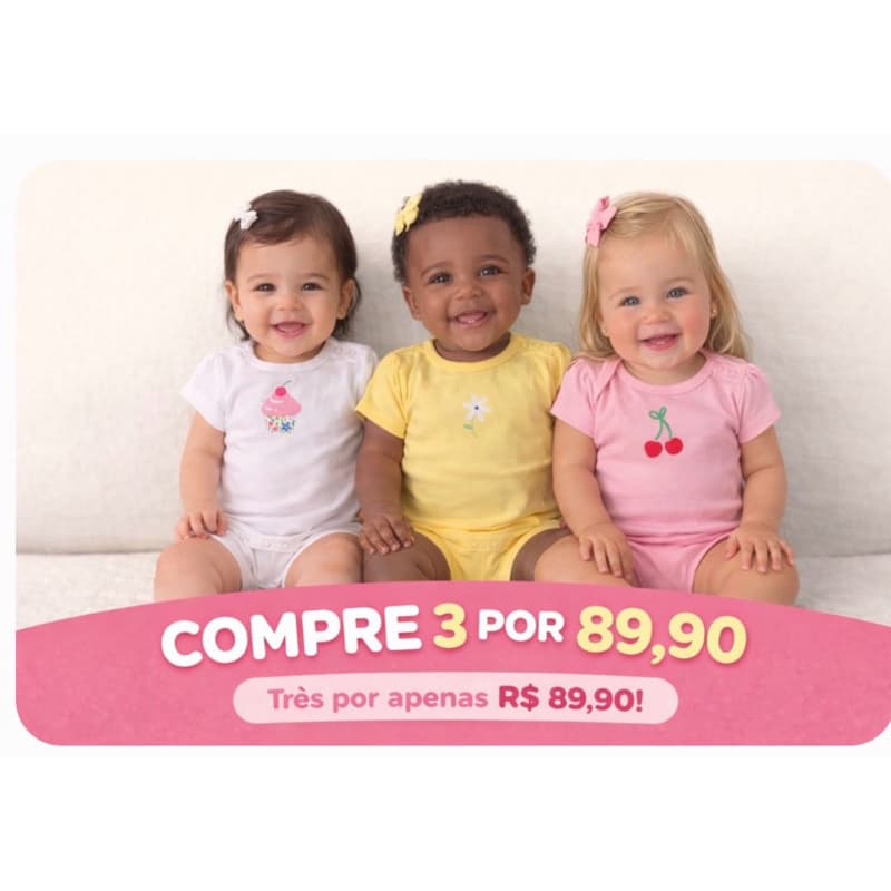 Kit Body Bebê 3 unidades – Wonder Nation - Manga Curta 🍒💗 (Importado) Body bebê, Body menina