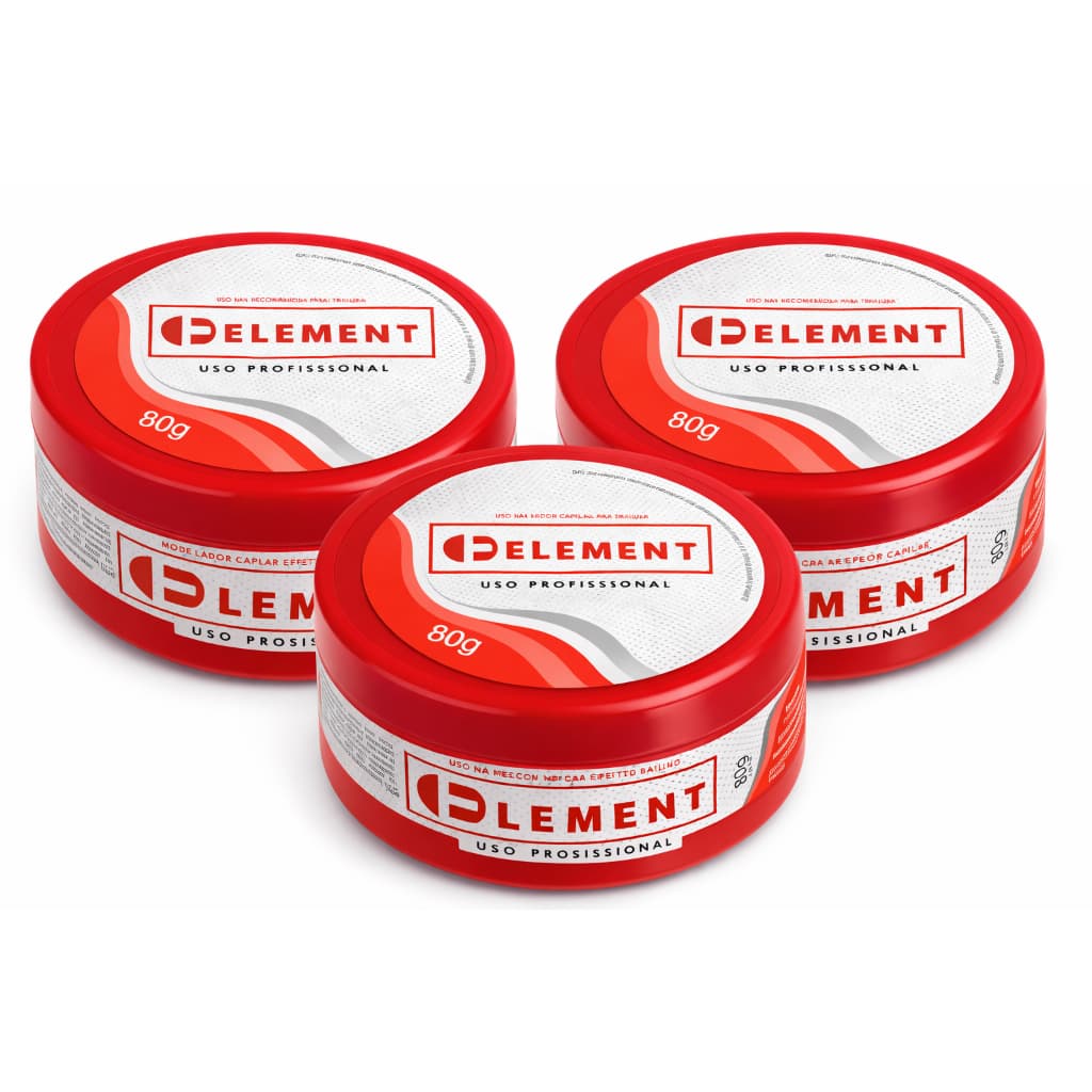 Pomada Modeladora Capilar Element 80g Kit 3 Unidades Efeito Brilho Uso Profissional