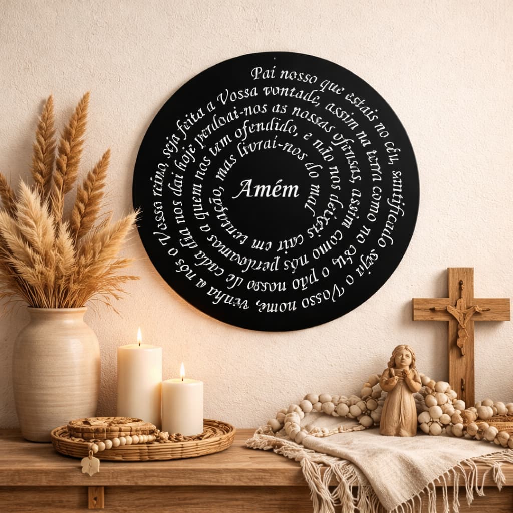 Mandala Quadro Oração Pai Nosso Aplique Decorativo De Parede Placa Enfeite Parede Sala