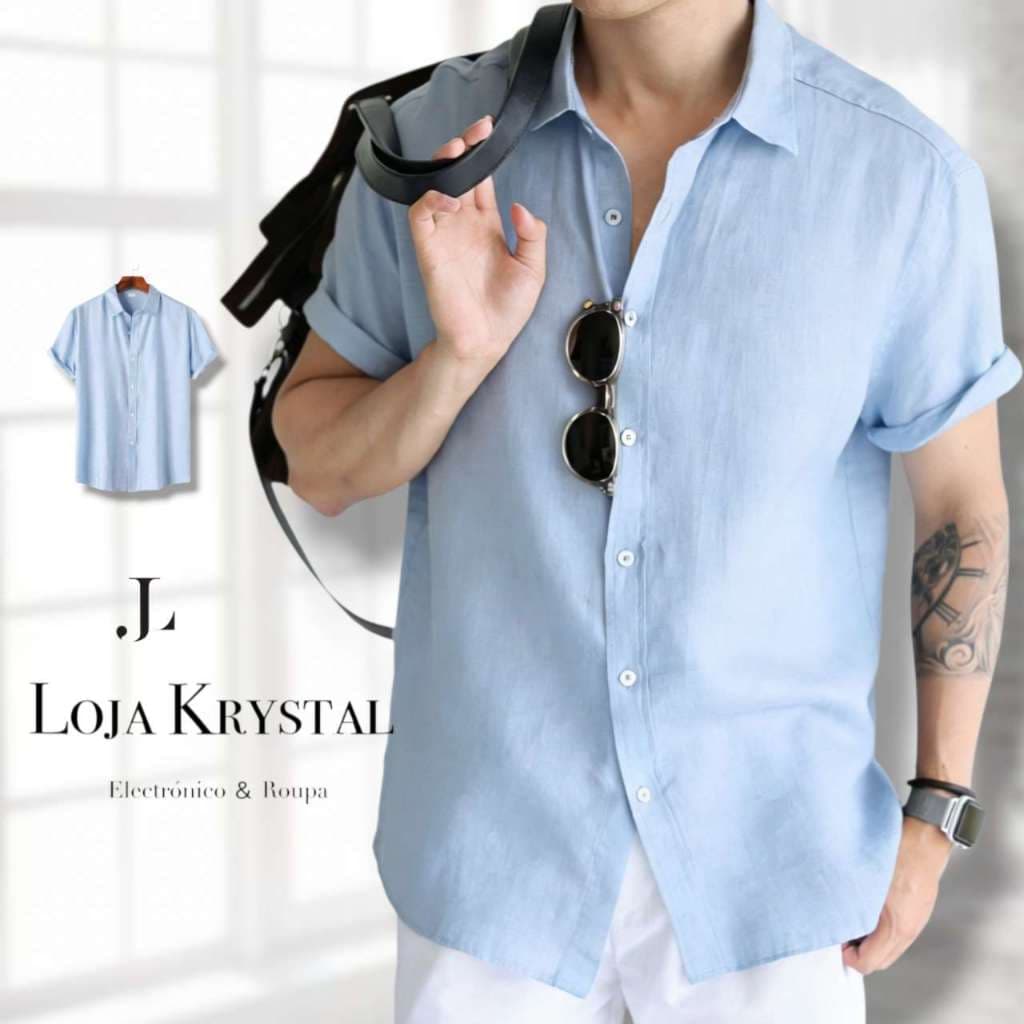 kit 2  Camisa Social Masculina Manga cuta Slim Fit Casual Mega Oferta