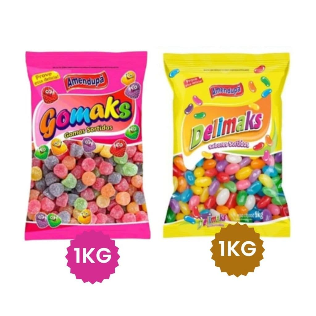 Kit 2 kilos - Goma + Jujuba - Gomaks e Delimaks Sortidas - Amendupã