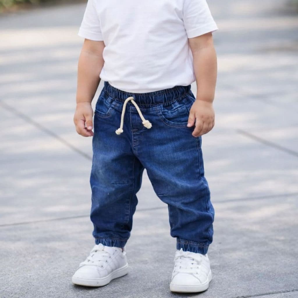 Calça Jogger Jeans Infantil Juvenil Menino Cintura Elástica