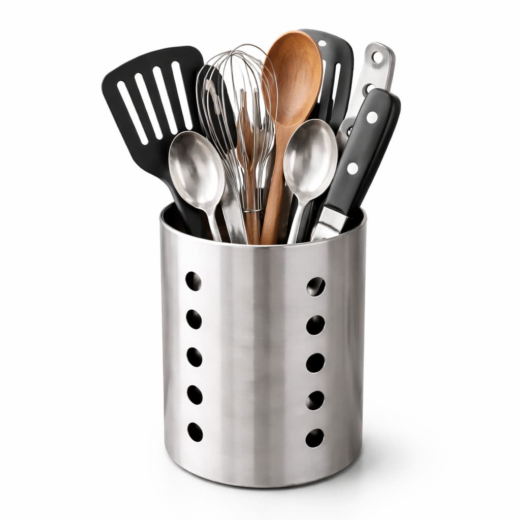 Porta Talheres Grande Inox 15cm Organizador De Bancada Para Utensílios Cozinha Escorredor Ventilado