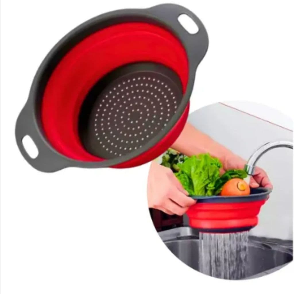 Escorredor Retrátil Dobravel Em Silicone Alimentos Macarrão