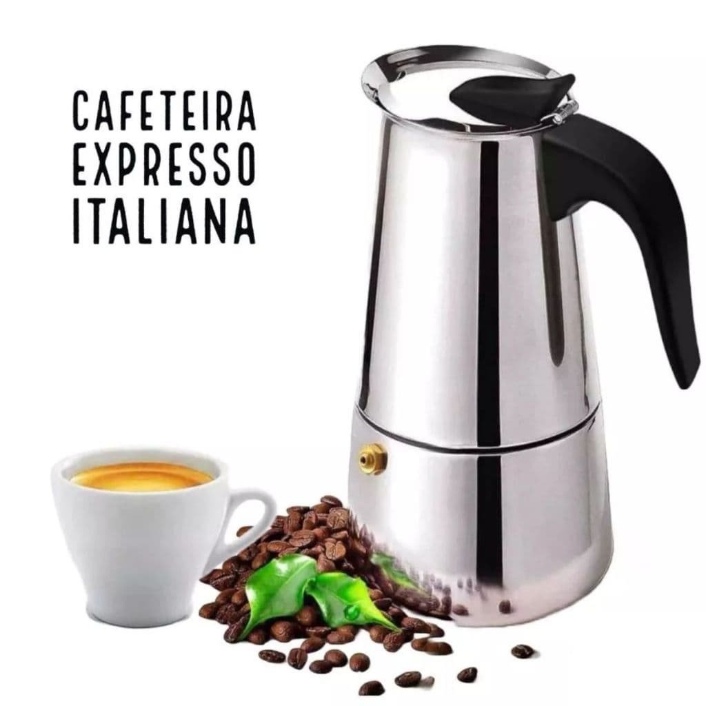 Cafeteira Italiana Inox Luxo 6 Xícaras Café Design Resistente Praticidade