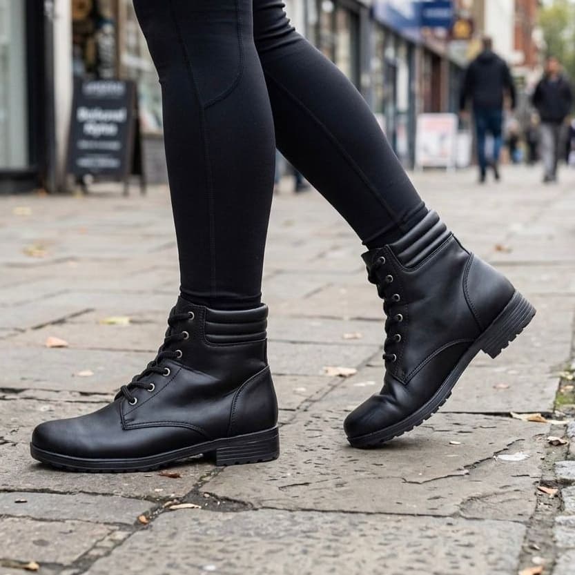 Bota Feminina Cano Curto Coturno Conforto Salto Baixo