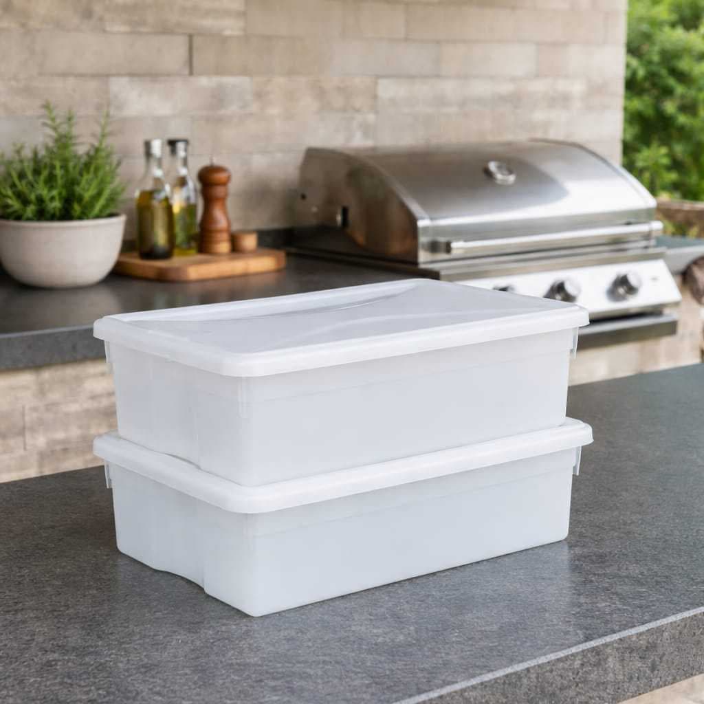 Kit 02 Potes Caixas Organizadoras 11 Litros com Tampa Livre BPA Freezer Restaurante Churrasco Doces