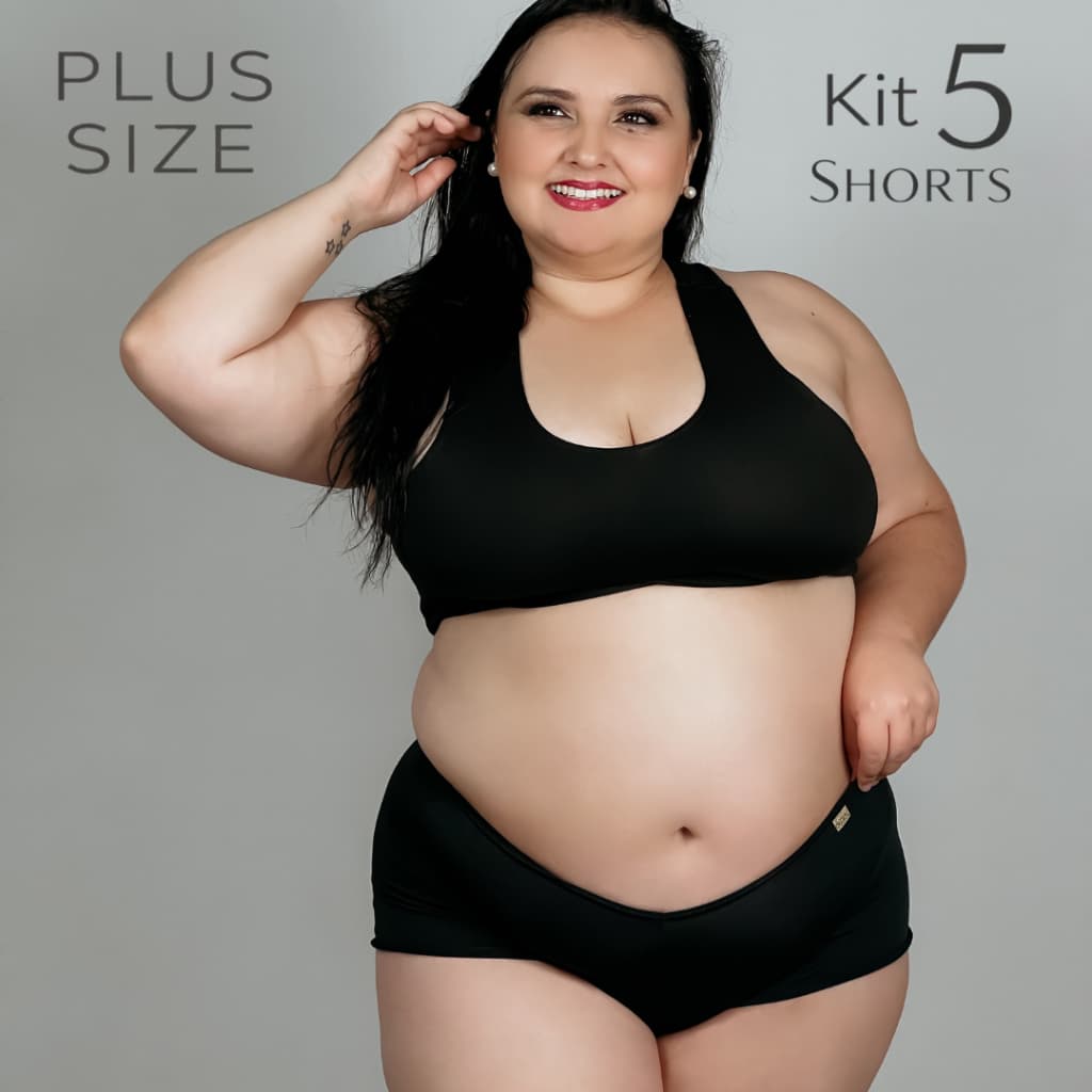 Kit 5 Shortinhos  PLUS SIZE Confortável Feminino Microfibra C/ Personagens Seca Rápido Larguinho