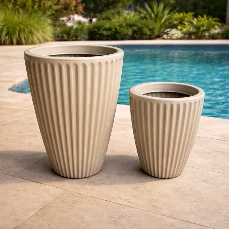 Kit 2 Vasos de Plantas Flores Grande Coluna Romana Decoraivo N1 + N2  Polietileno