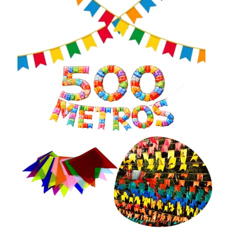 500 Metros de Bandeirinhas de Festa Junina São João Plástico Decoração Bandeirola Colorido