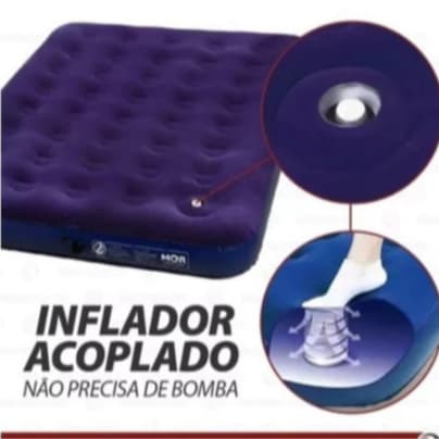 Colchão Inflável Casal Com Inflador Interno Fole Resistente + Kit reparo