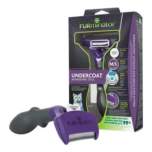Rasqueadeira FURMINATOR para Gatos médios e Grandes com pelagem curta - pente de aço não machuca