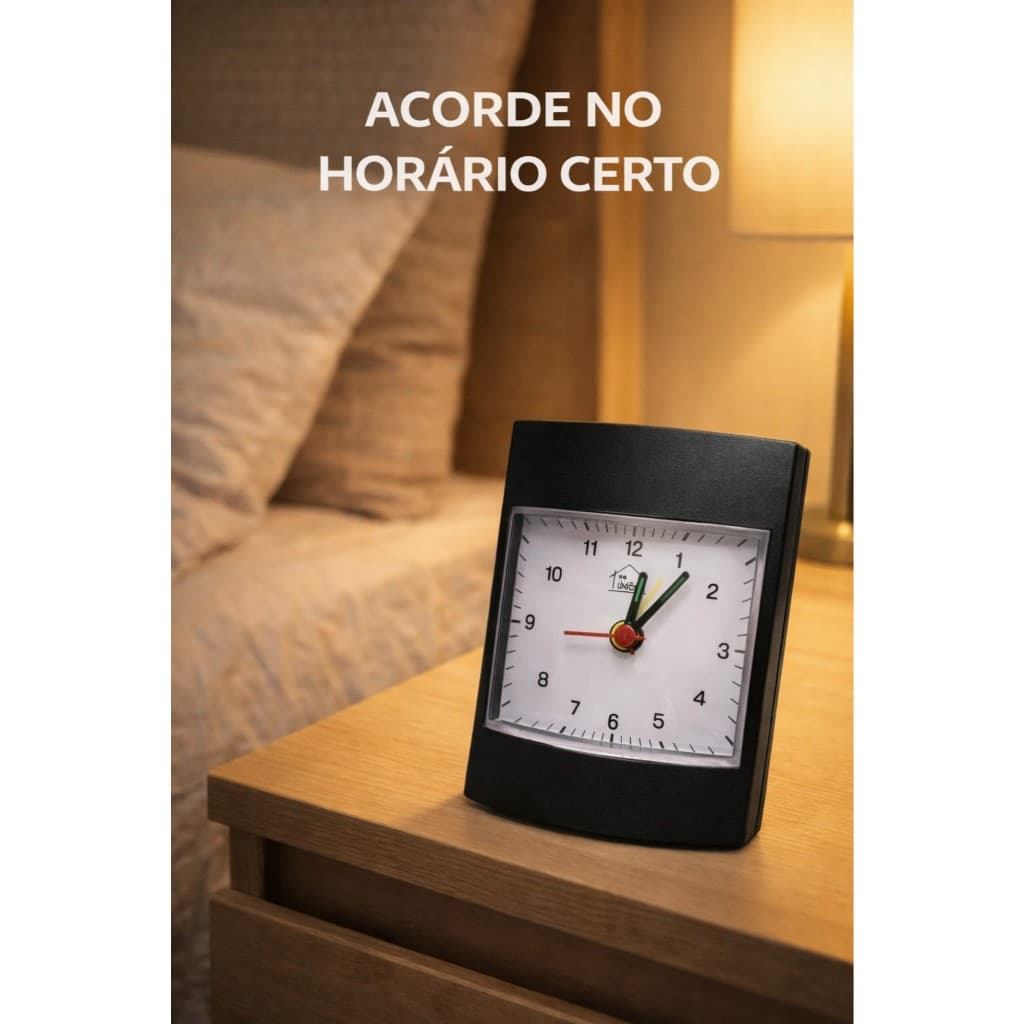 Relógio de Mesa Analógico 10cm com Alarme Compacto Portátil para Quarto Escritório Decoração