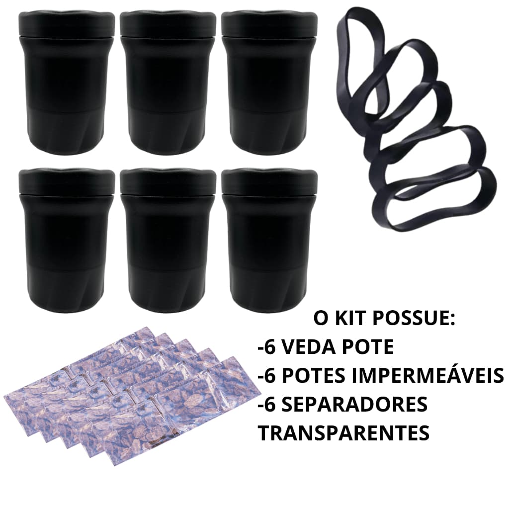 Kit 6 Potes SANREMO BLACK 500ml+6 Organizadores Militar Padrão 6 VEDA POTE Kit Campo Tático Completo